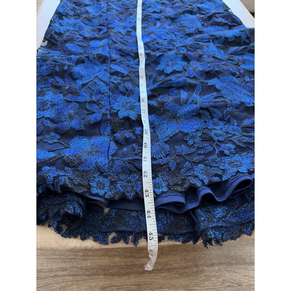 Tadashi Shoji Embroidered Floral Off-The-Shoulder Midi Dress Blue Black Size 14 - Picture 6 of 10